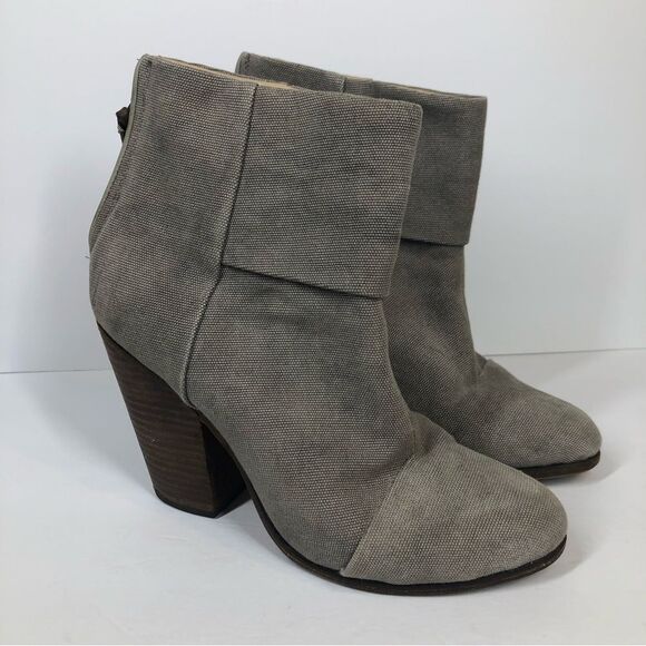 rag & bone Shoes - Rag & Bone Newbury Canvas Heeled Ankle Booties Taupe Gray Women's 8.5